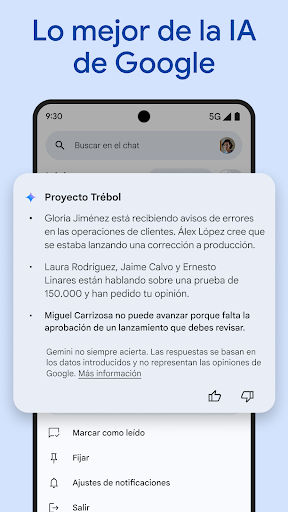 Captura de pantalla de Google Chat