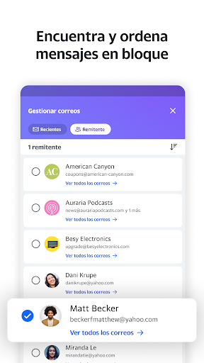 Captura de pantalla de Yahoo Mail – Organízate