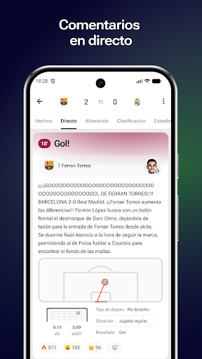 Captura de pantalla de FotMob - Resultados de fútbol