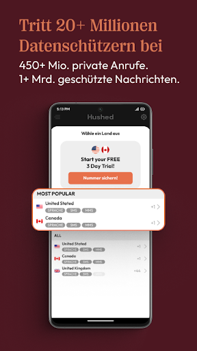 Hushed – Zweite Telefonnummer Screenshot
