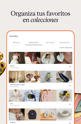 Captura de pantalla de Etsy: Compra hogar y estilo