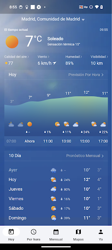 Captura de pantalla de MSN El Tiempo: Previsión, mapa