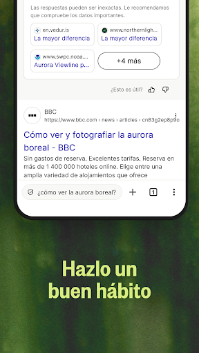 Captura de pantalla de Ecosia: Busca, planta árboles.