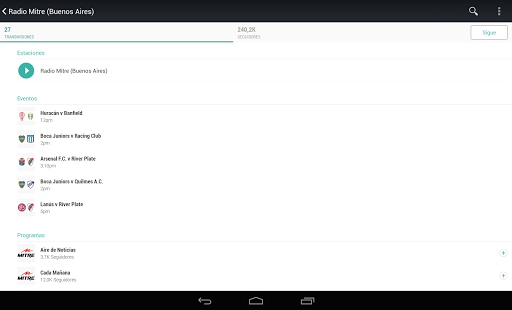 Captura de pantalla de TuneIn Radio Pro