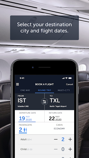 Captura de pantalla de Turkish Airlines Flight Ticket