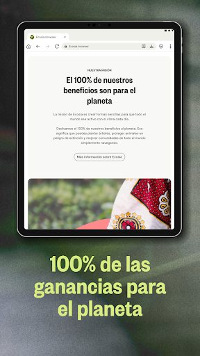 Captura de pantalla de Ecosia: Busca, planta árboles.