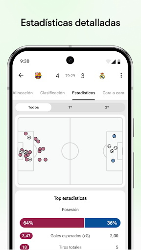 Captura de pantalla de FotMob - Resultados de fútbol