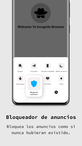 Captura de pantalla de aplicación navegador privado