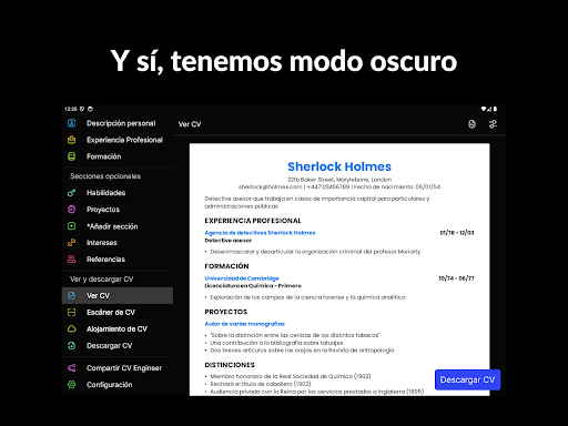 Captura de pantalla de Currículum Vítae - CV Engineer