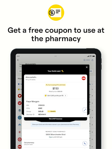 Captura de pantalla de GoodRx: Cupones para Medicina