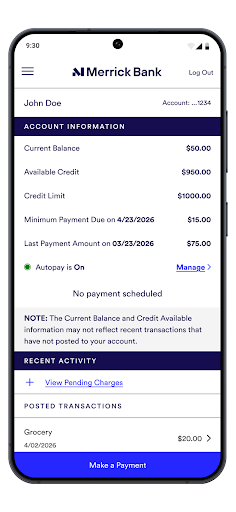 Merrick Bank Mobile screenshot