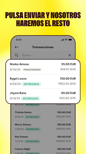 Captura de pantalla de Sendwave: enviar dinero rápido