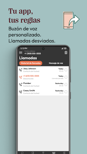 Captura de pantalla de Hushed 2do número de teléfono