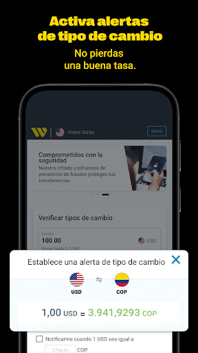 Captura de pantalla de Western Union Envíar dinero