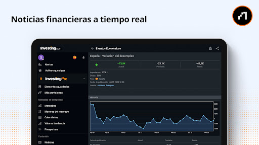 Captura de pantalla de Investing.com Bolsa de Valores