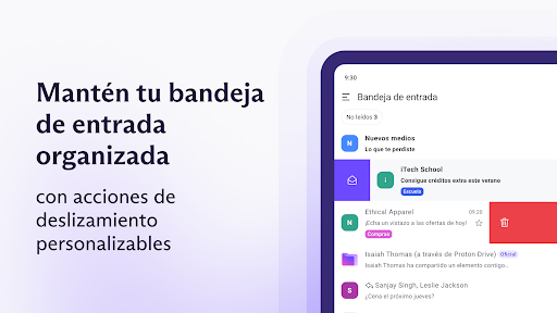 Captura de pantalla de Proton Mail: Correo cifrado