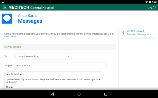 Captura de pantalla de MEDITECH MHealth