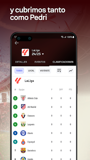 Captura de pantalla de Sofascore: Deportes en directo