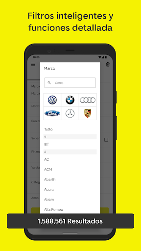 Captura de pantalla de AutoScout24: Mercado de coches