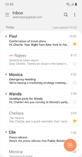 Captura de pantalla de Samsung Email