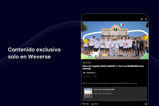 Captura de pantalla de Weverse, Acércate a tu artista