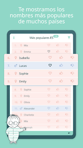 Captura de pantalla de Nombres de bebé 2025