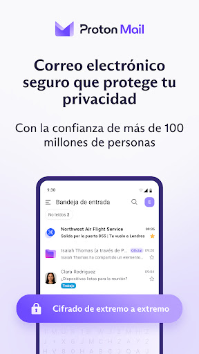 Captura de pantalla de Proton Mail: Correo cifrado