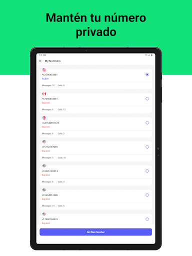 Captura de pantalla de Segundo número de teléfono