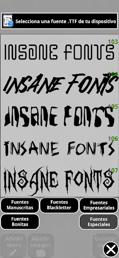 Captura de pantalla de xCanvas — Letras de tatuaje
