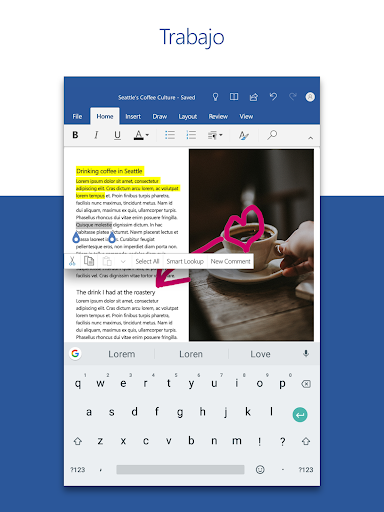 Captura de pantalla de Microsoft Word: Edit Documents