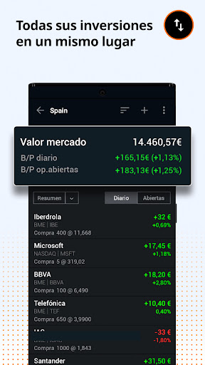 Captura de pantalla de Investing.com Bolsa de Valores