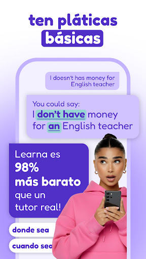 Captura de pantalla de Learna: Aprende & Habla Inglés