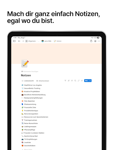 Notion: Notizen, Aufgaben, KI Screenshot