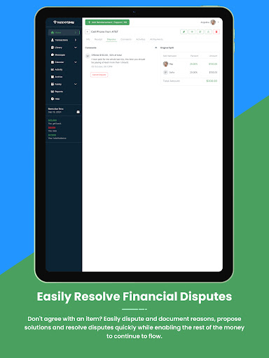 Captura de pantalla de SupportPay: Gestión de Gastos