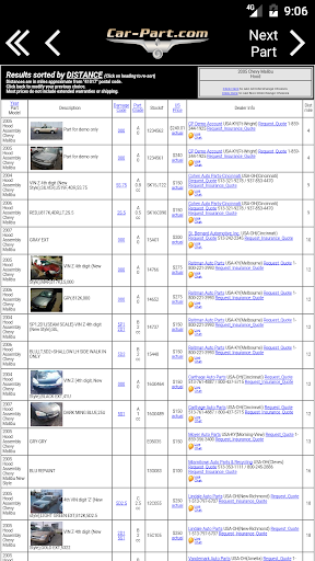 Captura de pantalla de Car-Part.com Used Auto Parts