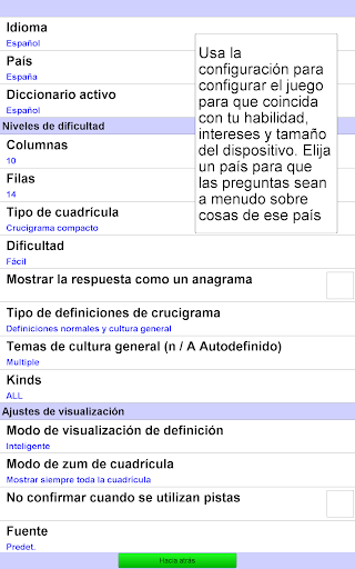 Captura de pantalla de Crucigrama Español