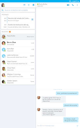 Captura de pantalla de Skype for Business for Android