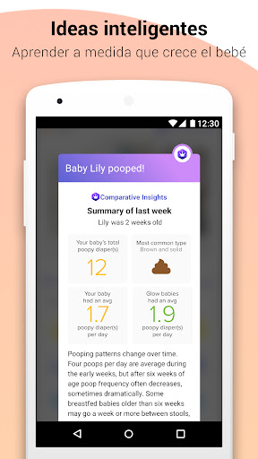 Captura de pantalla de Glow Baby para la lactancia