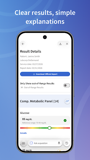 Captura de pantalla de MyLabcorp