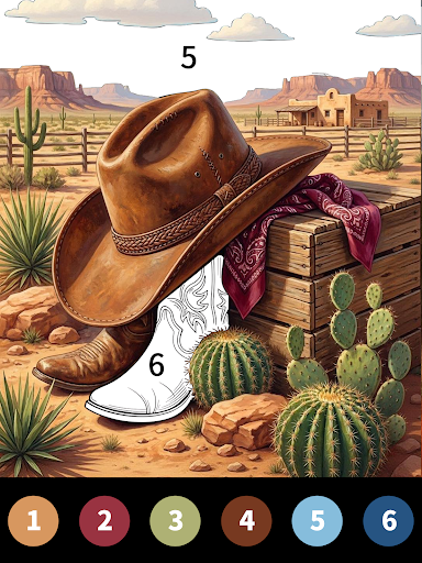 Captura de pantalla de Wild West Color by Number Book