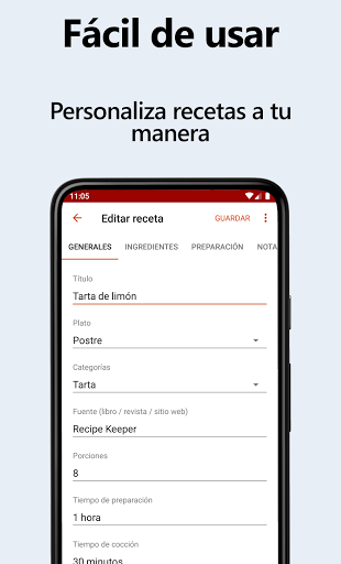 Captura de pantalla de Recipe Keeper