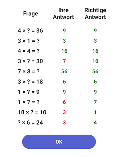 Einmaleins Mathe - Trainer 1x1 Screenshot