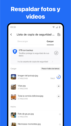 Captura de pantalla de TeraBox: Respalda la nube