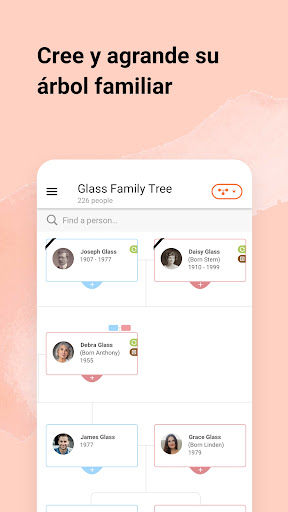 Captura de pantalla de MyHeritage: Árbol genealógico