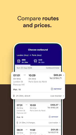 Captura de pantalla de Trainline: Train travel Europe