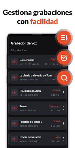 Captura de pantalla de Grabadora de Voz, Grabar Audio