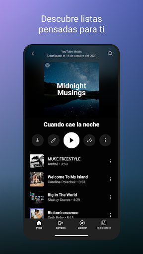 Captura de pantalla de YouTube Music