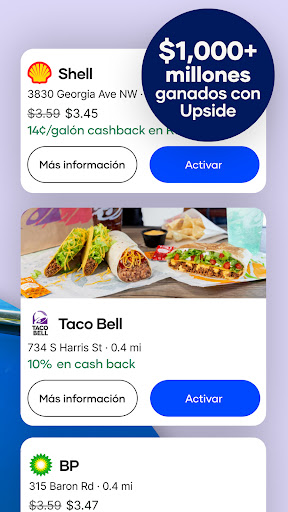 Captura de pantalla de Upside - Cash back fácil
