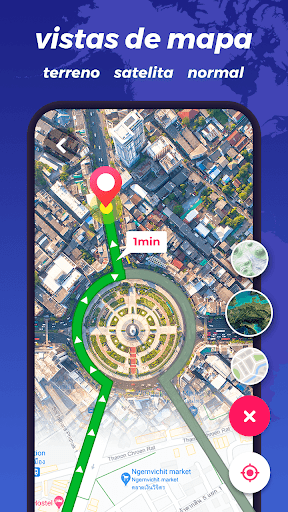 Captura de pantalla de GPS mapa navegación, ubicación