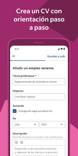 Captura de pantalla de Indeed: Búsqueda de empleo